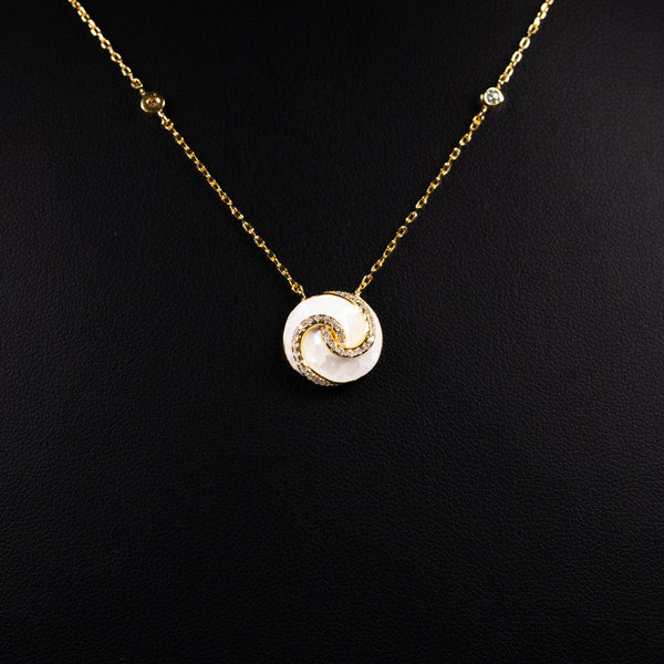 Dolce Mondo Malak White Zircon Gold-Plated 925 Silver Pendant Necklace