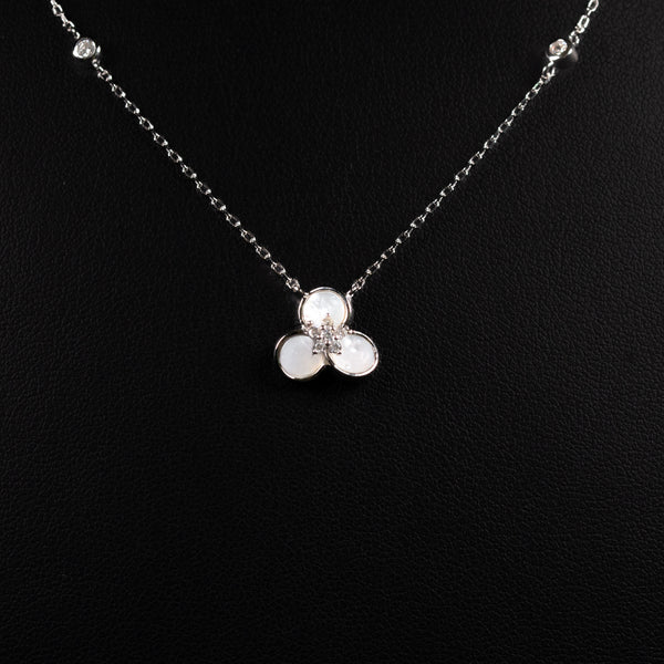 Dolce Mondo Razan White Zircon 925 Silver Pendant Necklace