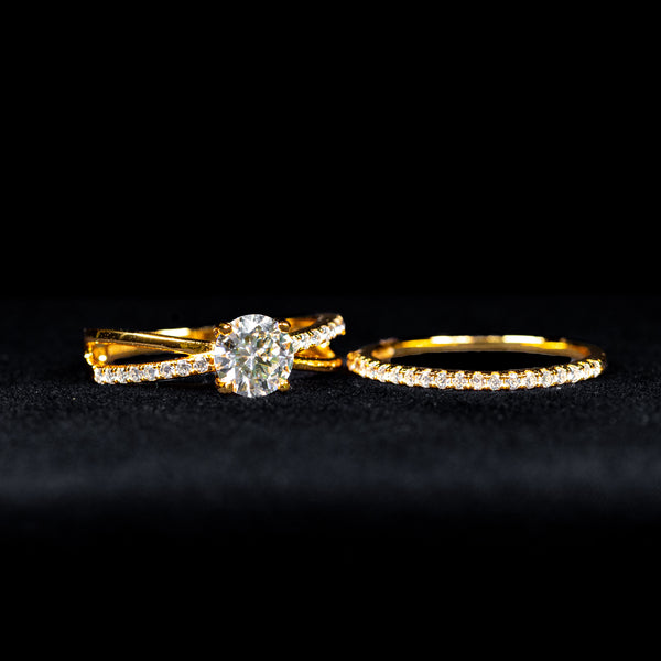 Oval Cut Dual Bridal Wrap GRA Certified Moissanite Ring in 18K Gold Plated 925 Sterling Silver – 1.60 Carat