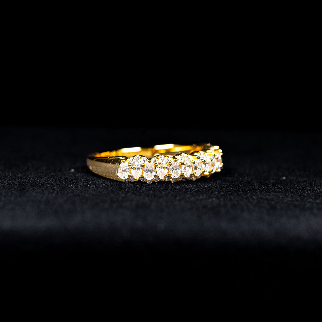 Oval Cut Eternity Band GRA Certified Moissanite Ring in 18K Gold Plated 925 Sterling Silver – 0.99 Carat