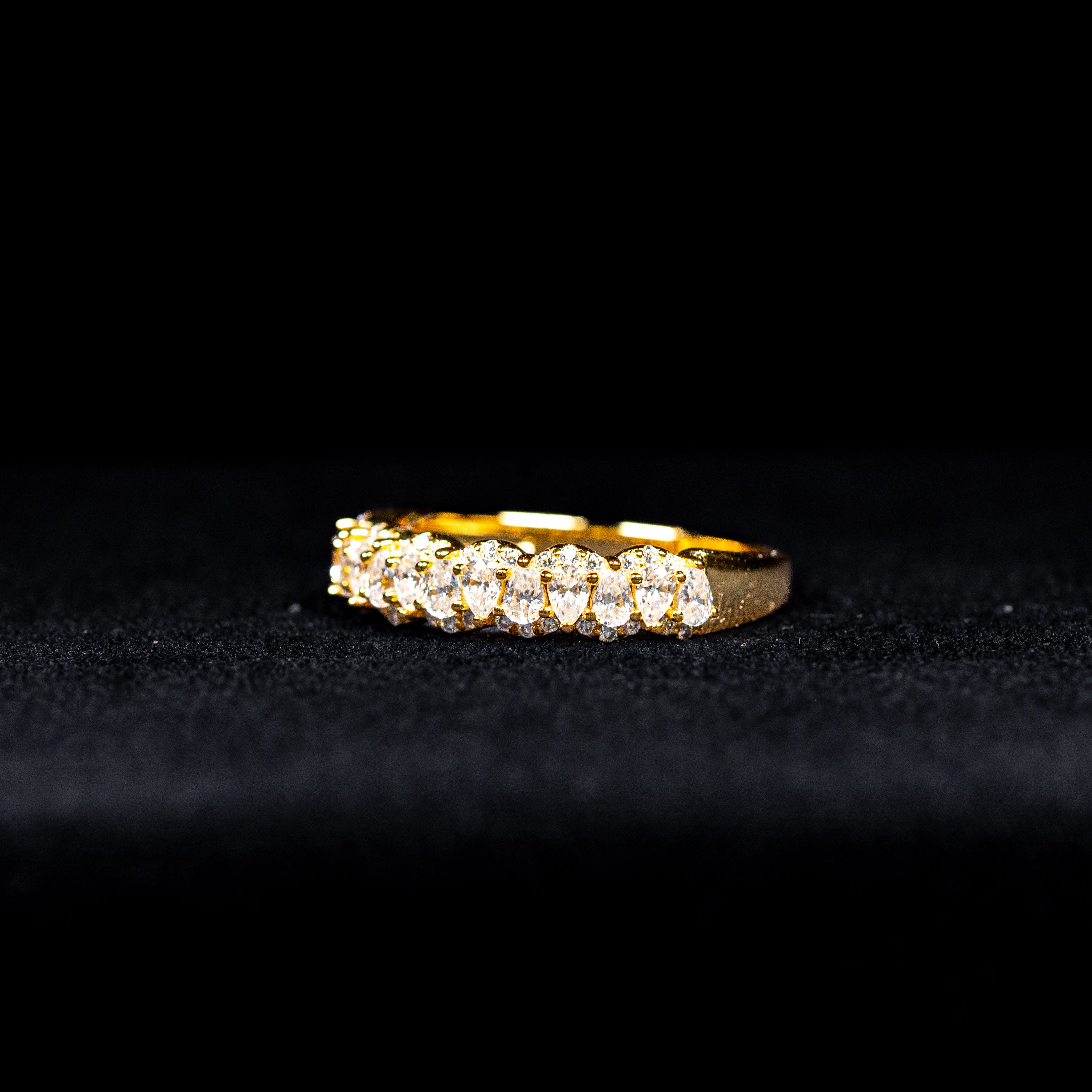 Oval Cut Eternity Band GRA Certified Moissanite Ring in 18K Gold Plated 925 Sterling Silver – 0.99 Carat