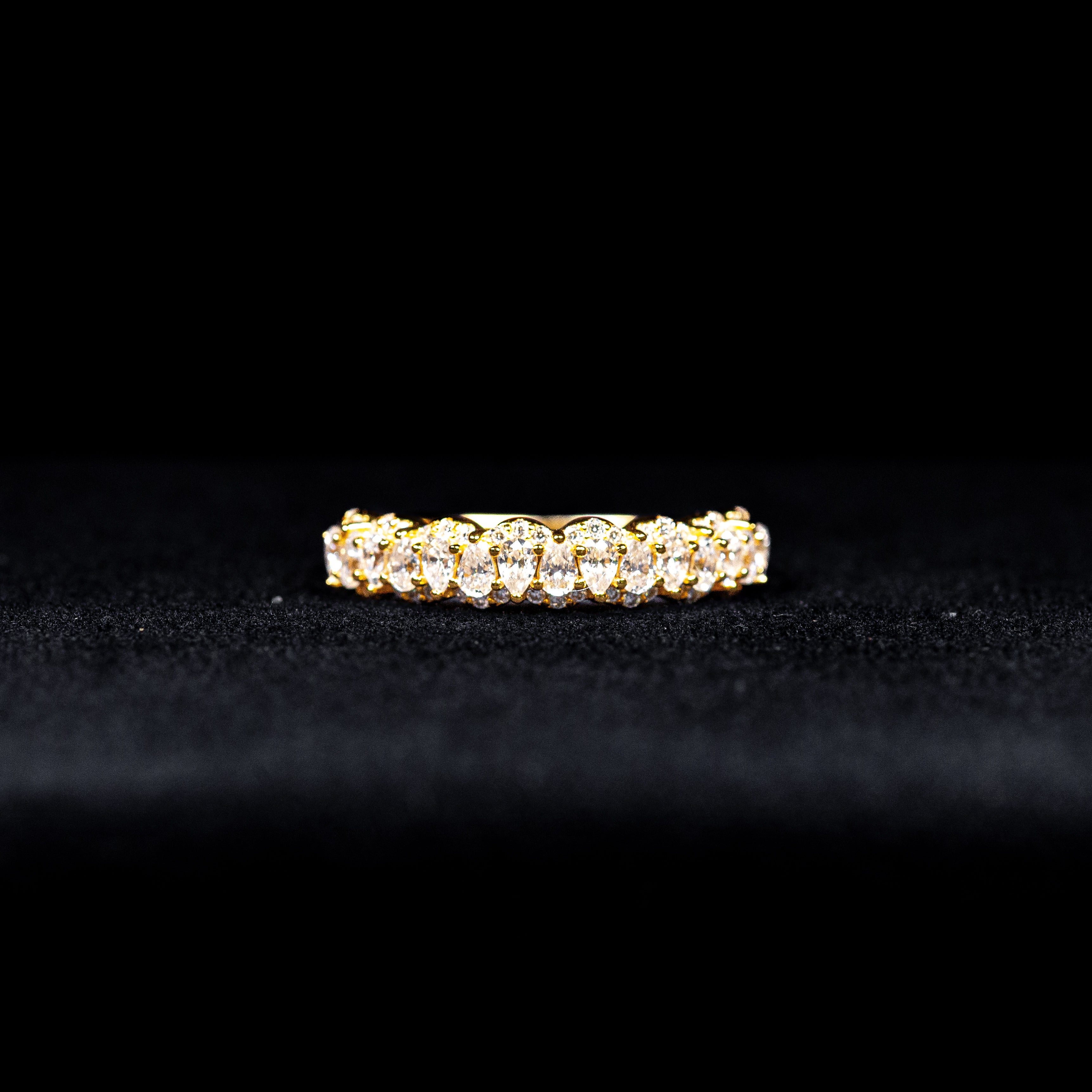 Oval Cut Eternity Band GRA Certified Moissanite Ring in 18K Gold Plated 925 Sterling Silver – 0.99 Carat