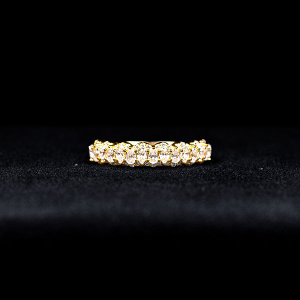 Oval Cut Eternity Band GRA Certified Moissanite Ring in 18K Gold Plated 925 Sterling Silver – 0.99 Carat