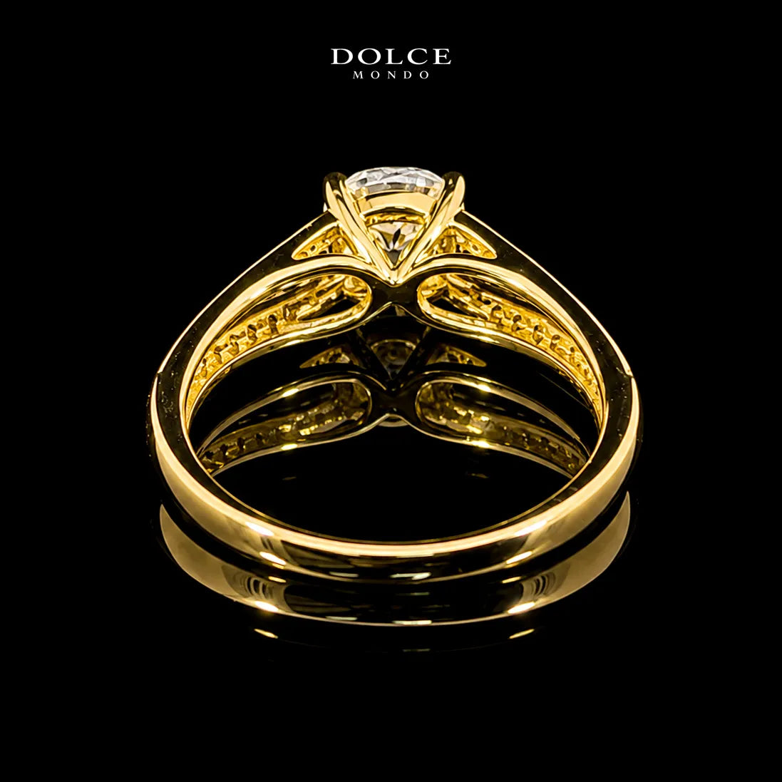 Round Cut Double Row Split GRA Certified Moissanite Ring in 18K Gold Plated 925 Sterling Silver – 1.02 Carat