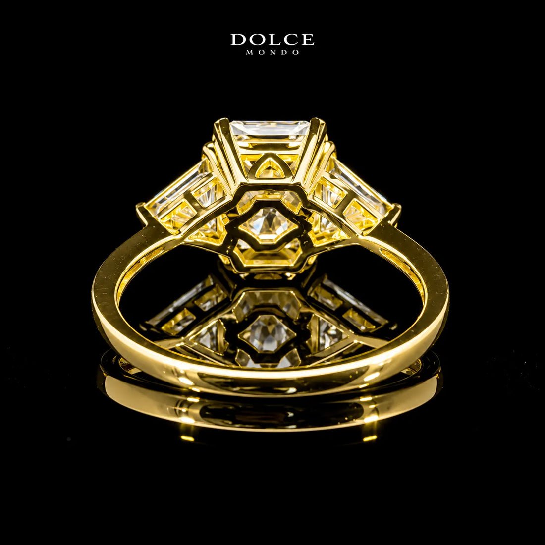 Princess Cut Three Stone GRA Certified Moissanite Ring in 18K Gold Plated 925 Sterling Silver – 1.67 Carat