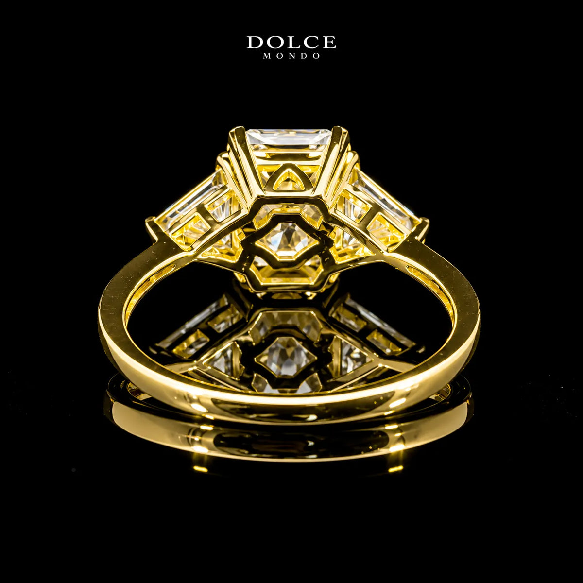 Princess Cut Three Stone GRA Certified Moissanite Ring in 18K Gold Plated 925 Sterling Silver – 1.67 Carat