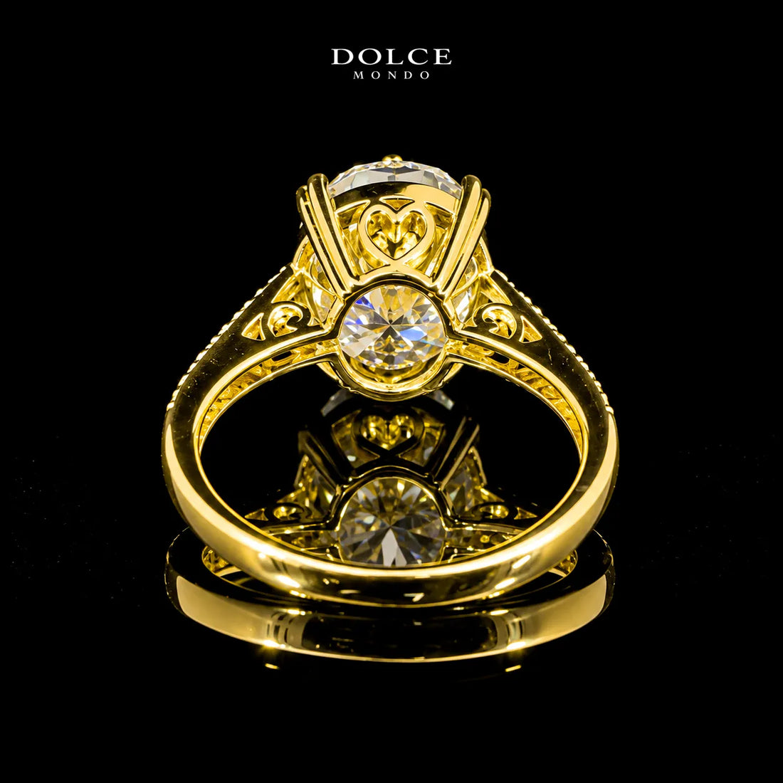 Oval Cut Solitaire GRA Certified Moissanite Ring in 18K Gold Plated 925 Sterling Silver – 6.35 Carat