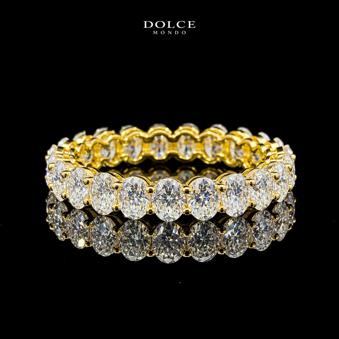 Oval Cut Eternity GRA Certified Moissanite Ring in 18K Gold Plated 925 Sterling Silver – 3.44 Carat