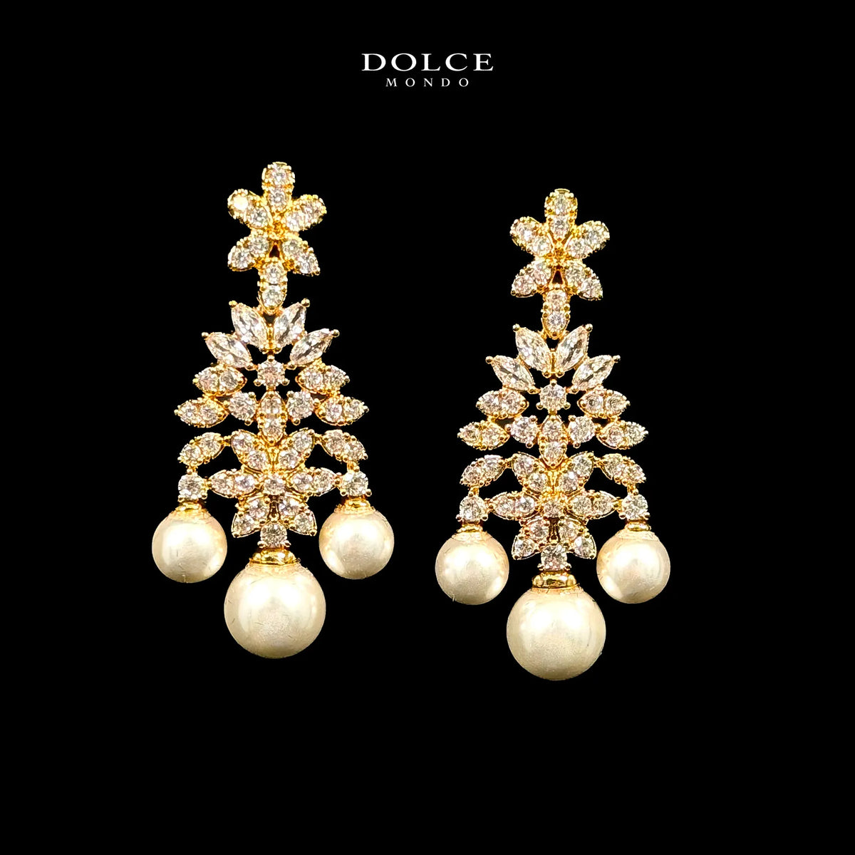 Eliza Pearl White Long Chain & Choker Luxury Combo Set in High Quality Class Zircon Stone Gold Plated