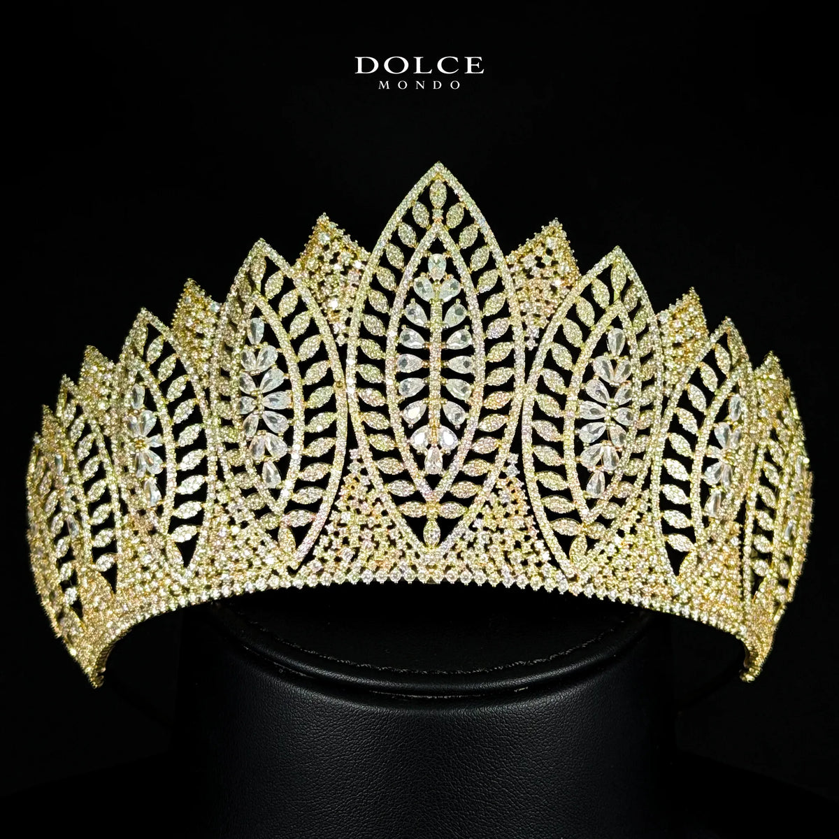 Elisa Crown Goldem Luxury Bridal Full Set with Crown in High Quality Class Zircon Stone Gold Plated