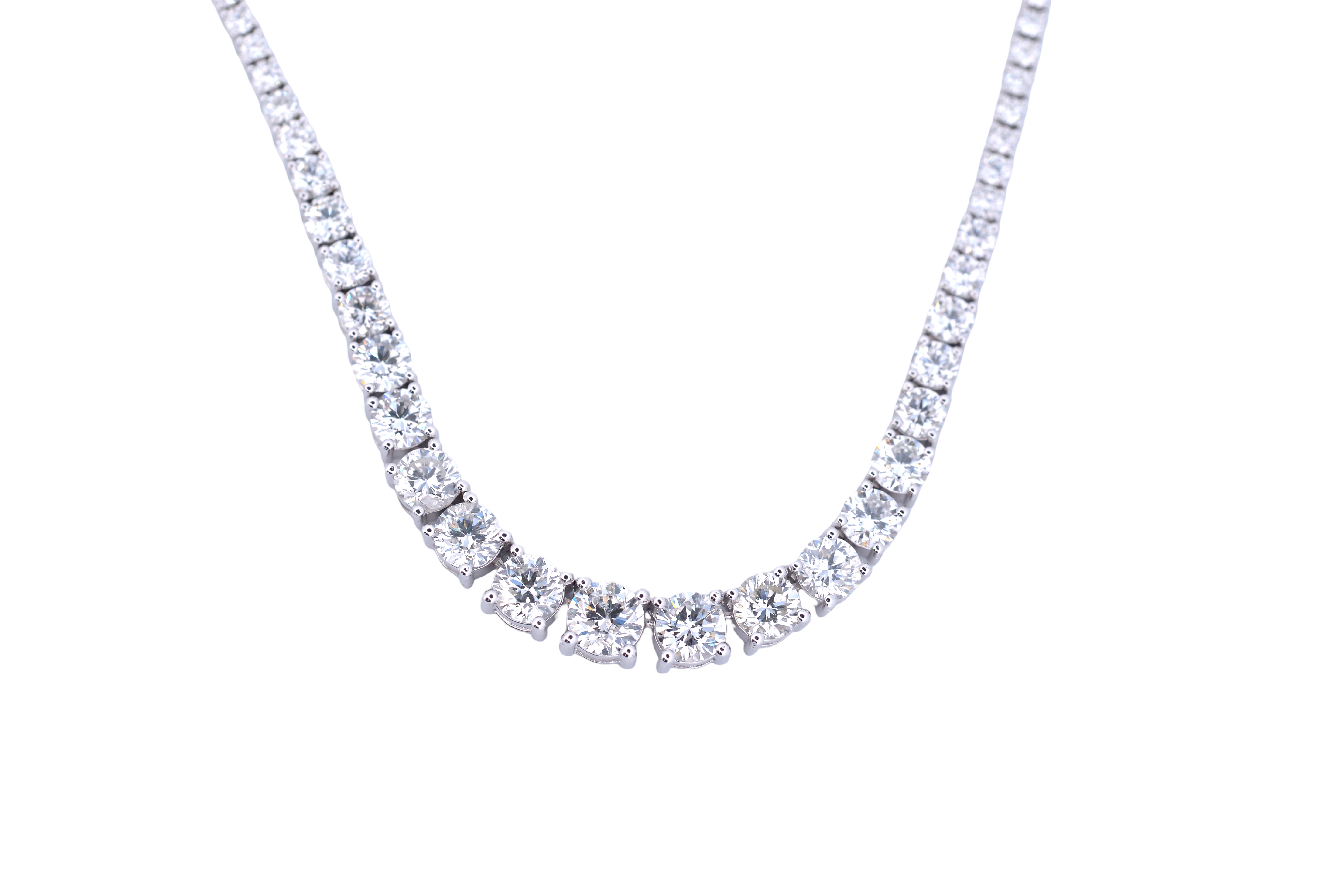 18K White Gold Diamond Tennis Necklace