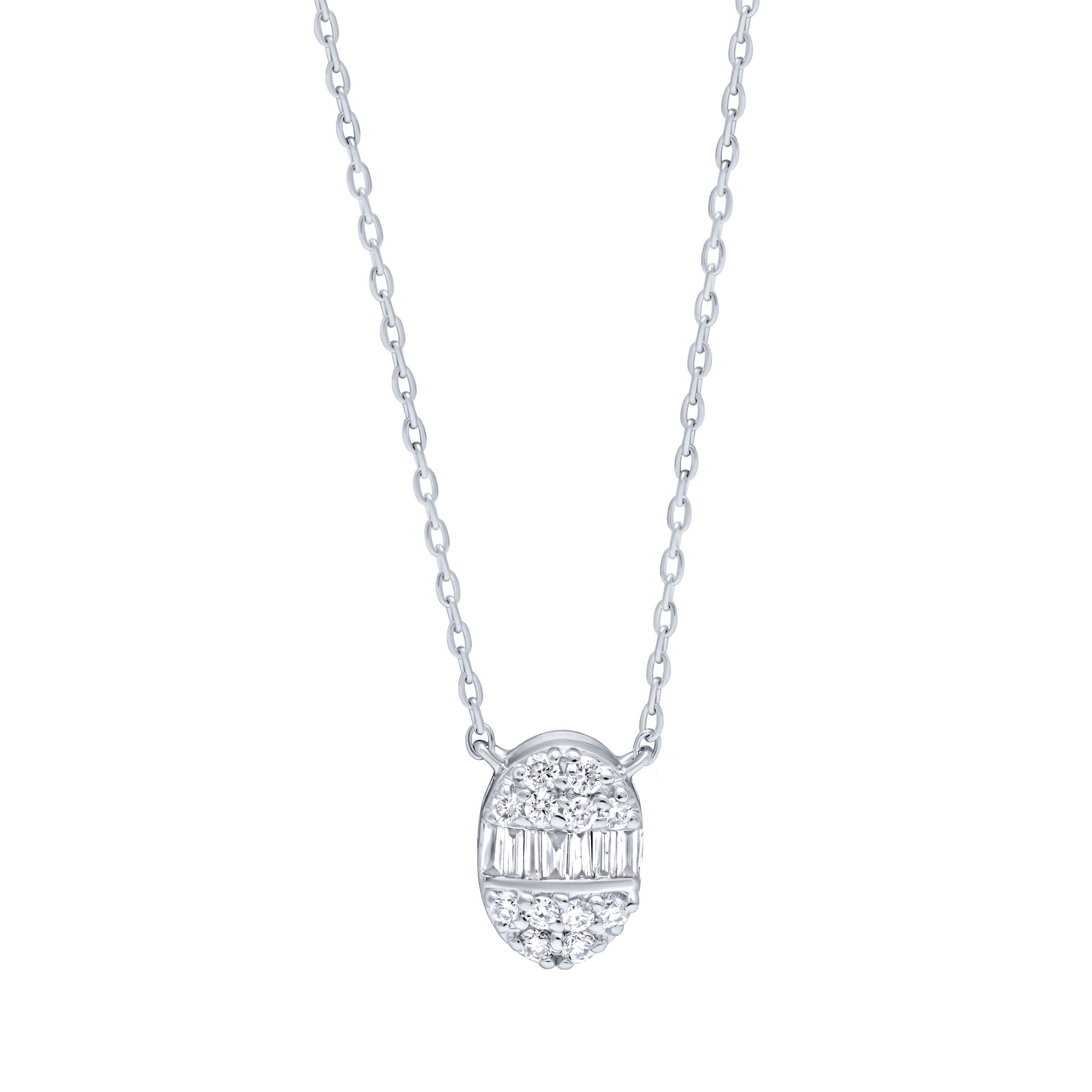 Refined 18K Diamond Pendant in White Gold