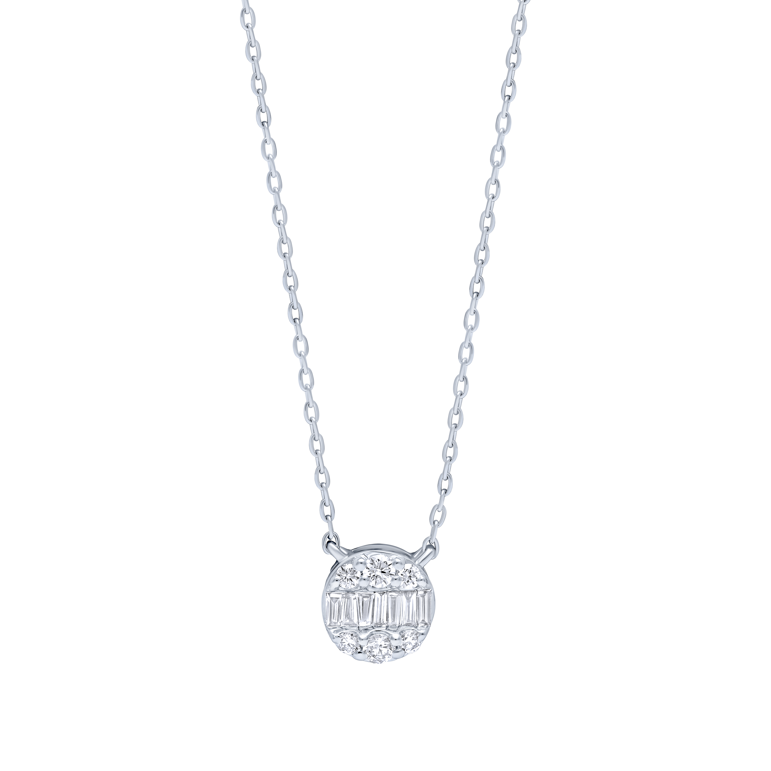 Elegant 18K Diamond Pendant in White Gold
