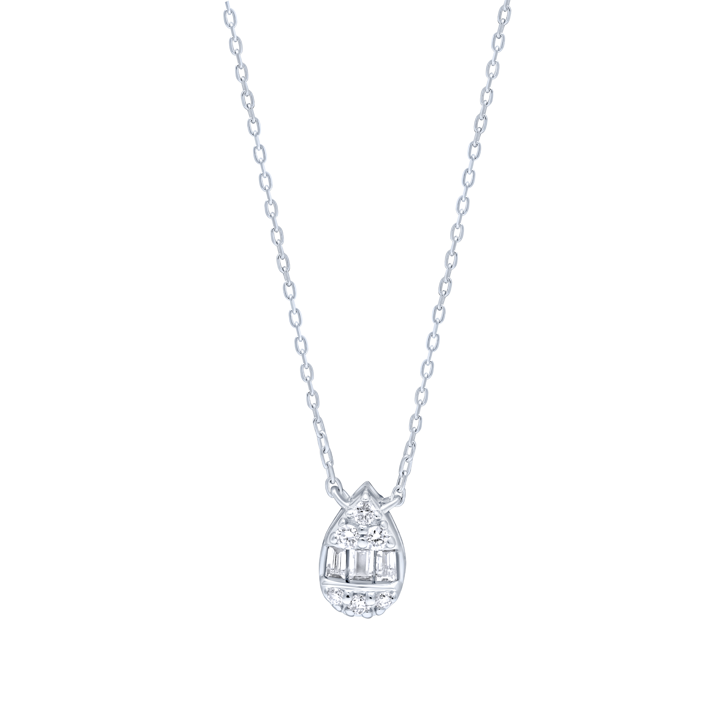 Elegant 18K Diamond Pendant in White Gold