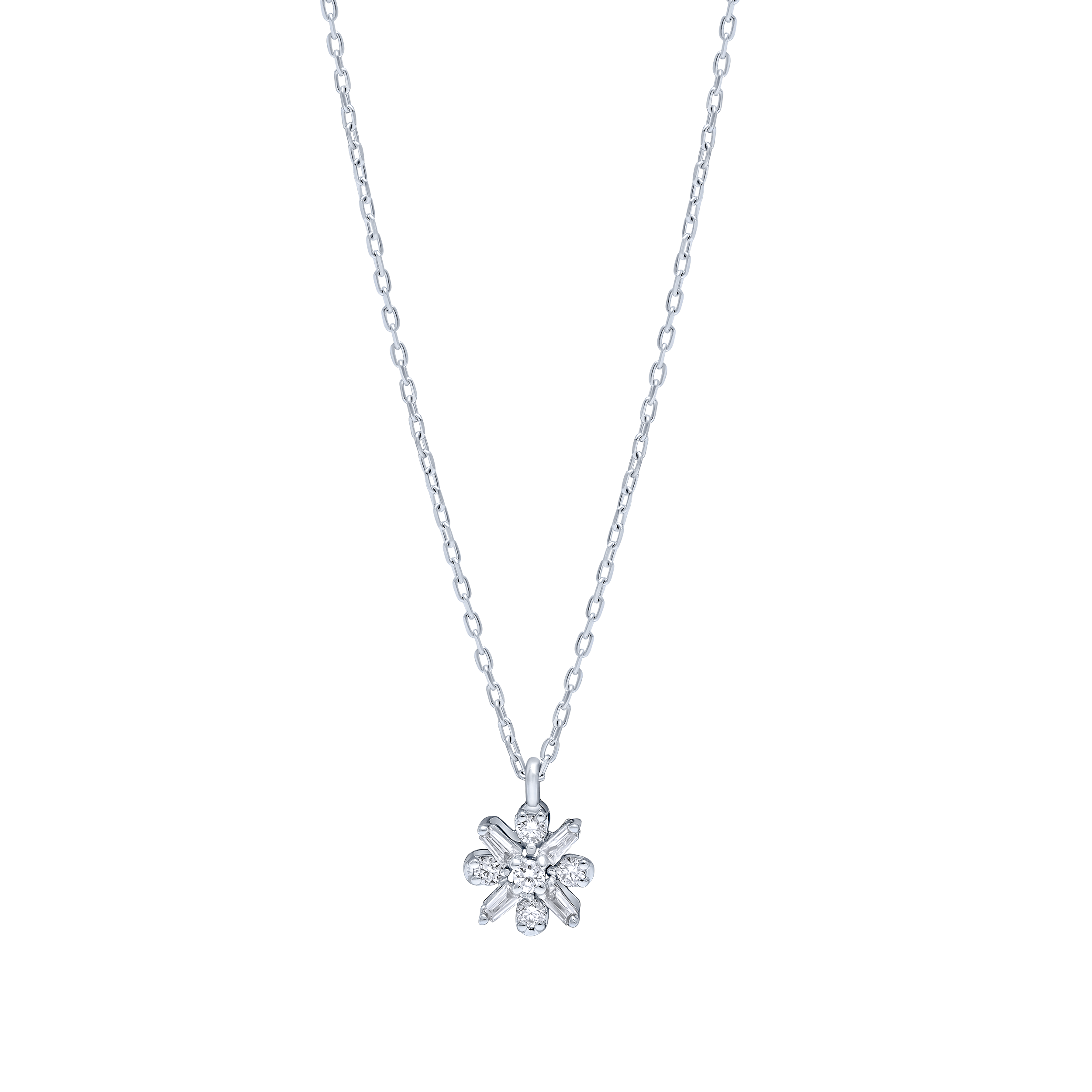 Graceful 18K Diamond Pendant in White Gold