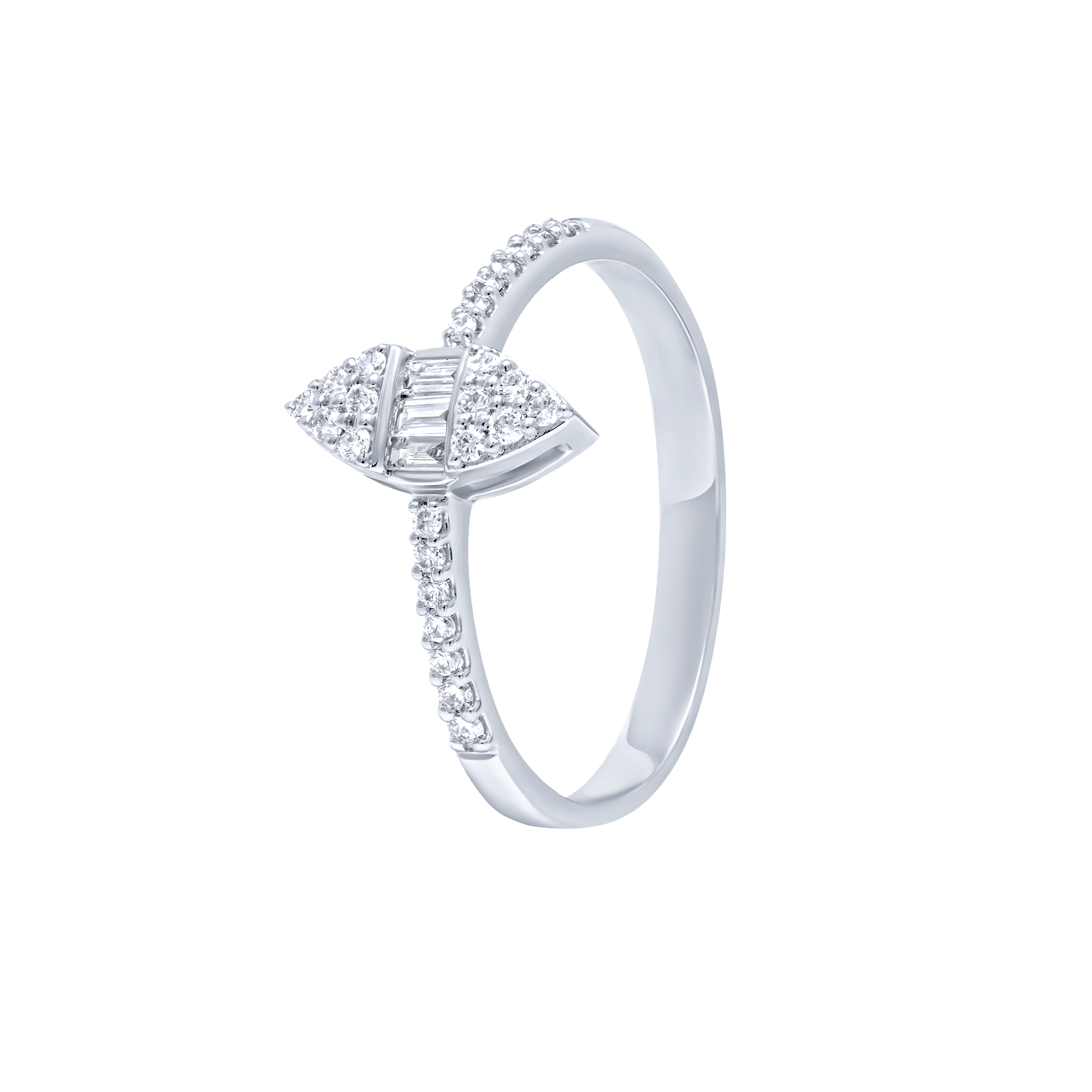 Refined 18K Diamond Ring in White Gold
