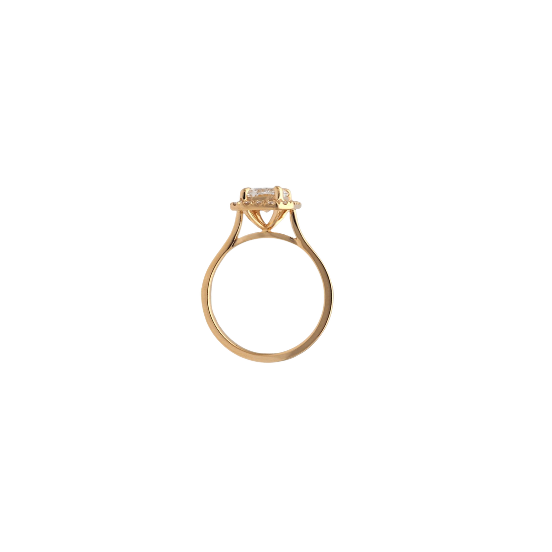 Radiant Cut Lab-Grown Diamond Halo Ring in Yellow Gold