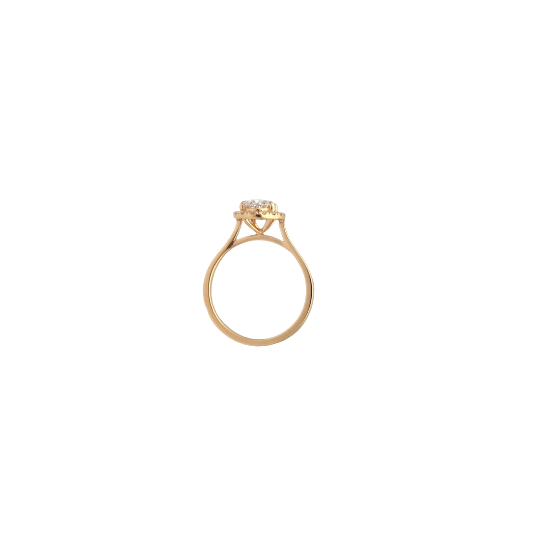 Pear Shape Lab-Grown Diamond Halo Ring in Yellow Gold