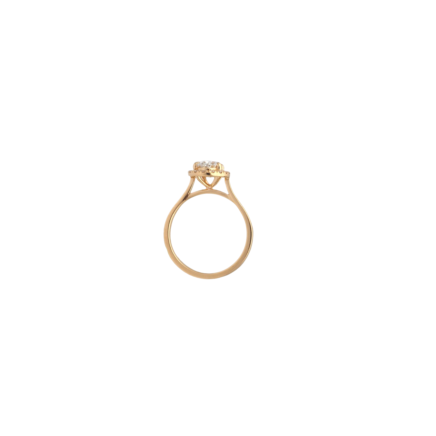 Pear Shape Lab-Grown Diamond Halo Ring in Yellow Gold