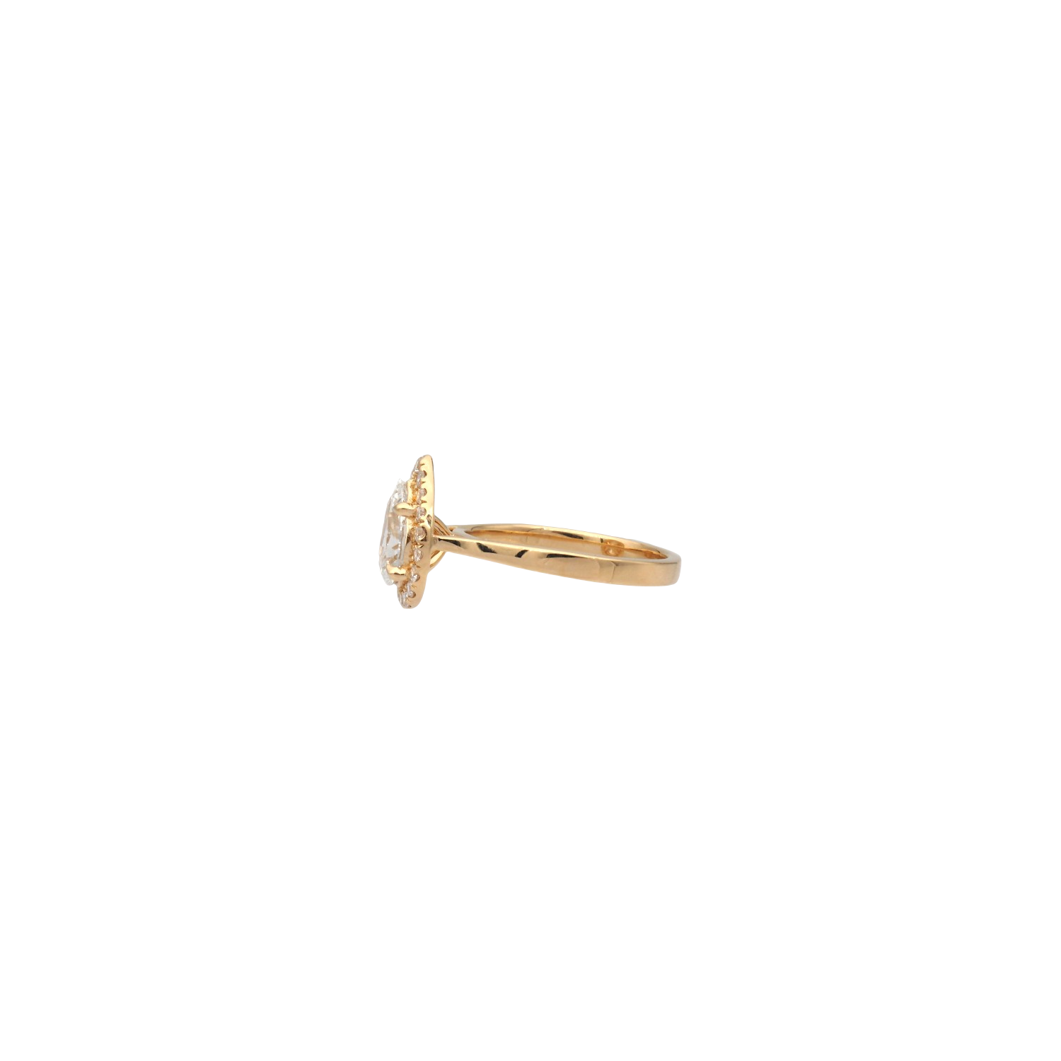 Pear Shape Lab-Grown Diamond Halo Ring in Yellow Gold