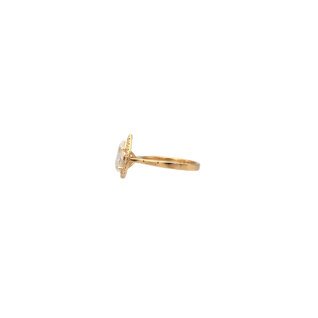 Pear Shape Lab-Grown Diamond Halo Ring in Yellow Gold