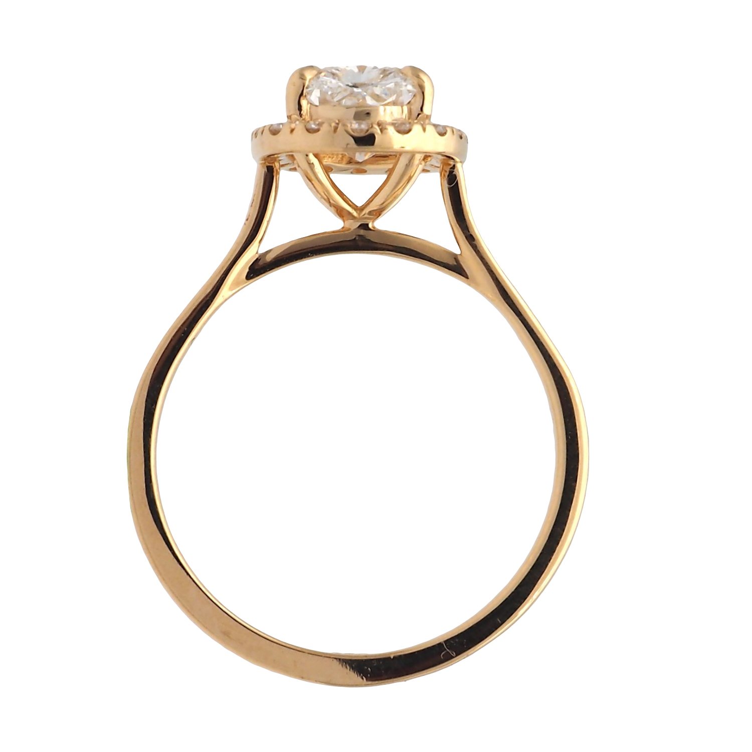 Cushion Cut Lab-Grown Diamond Halo Ring in Yellow Gold