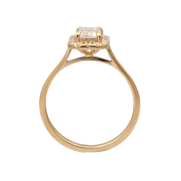 Emerald Cut Lab-Grown Diamond Halo Ring in Yellow Gold