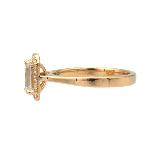 Emerald Cut Lab-Grown Diamond Halo Ring in Yellow Gold