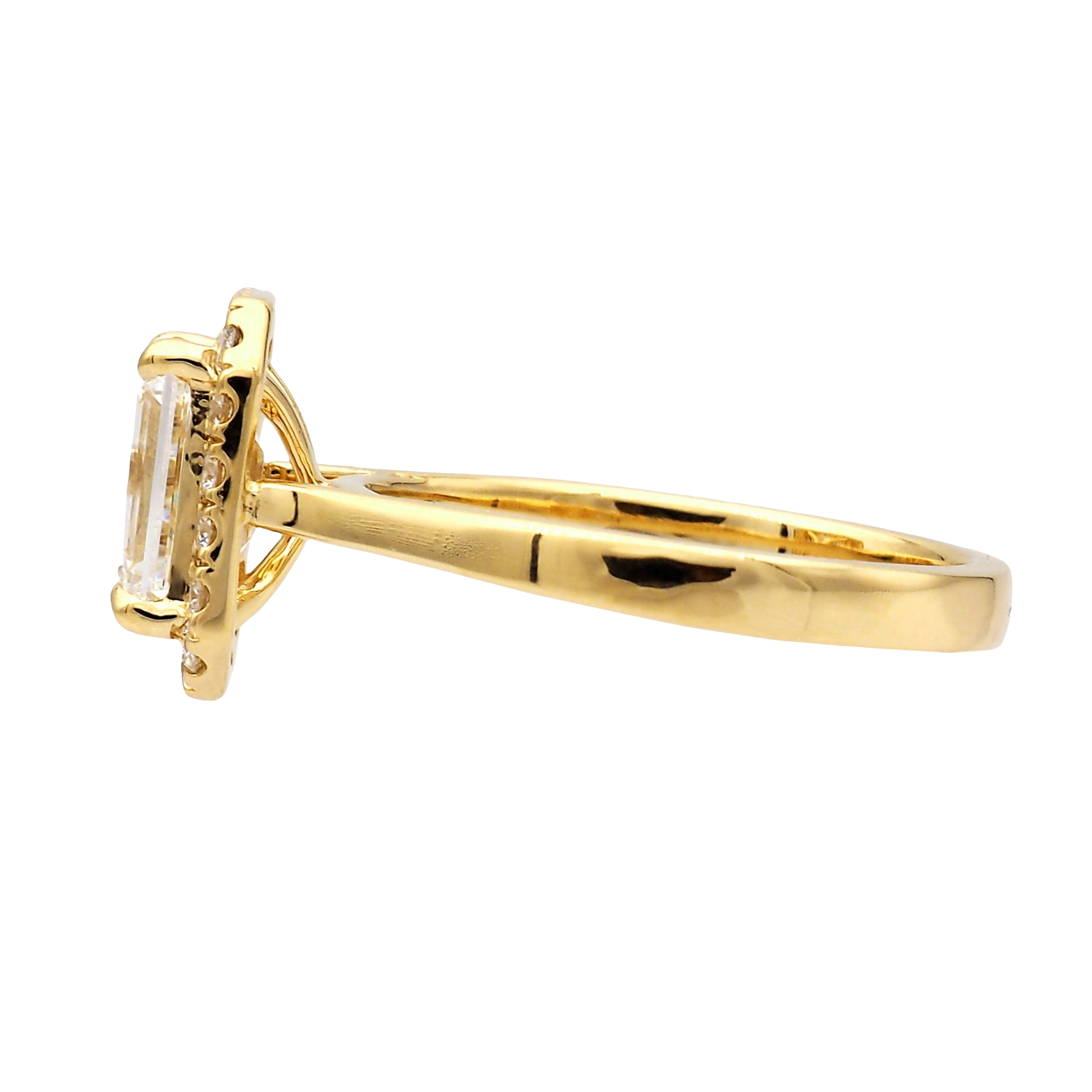 Emerald Cut Lab-Grown Diamond Halo Ring in Yellow Gold
