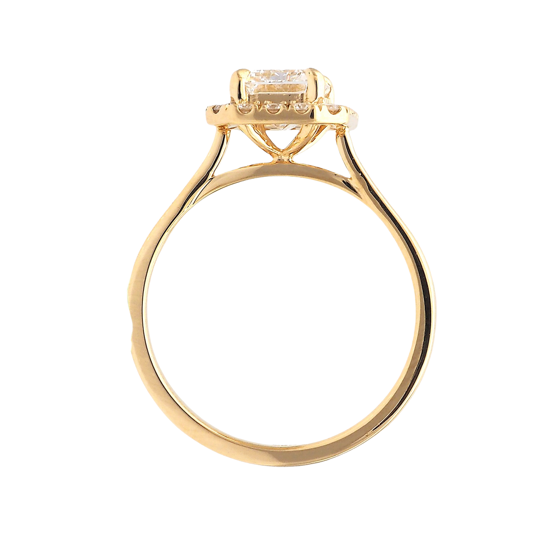 Emerald Cut Lab-Grown Diamond Halo Ring in Yellow Gold