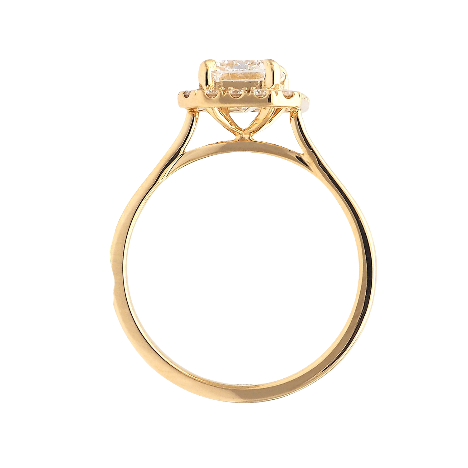Emerald Cut Lab-Grown Diamond Halo Ring in Yellow Gold