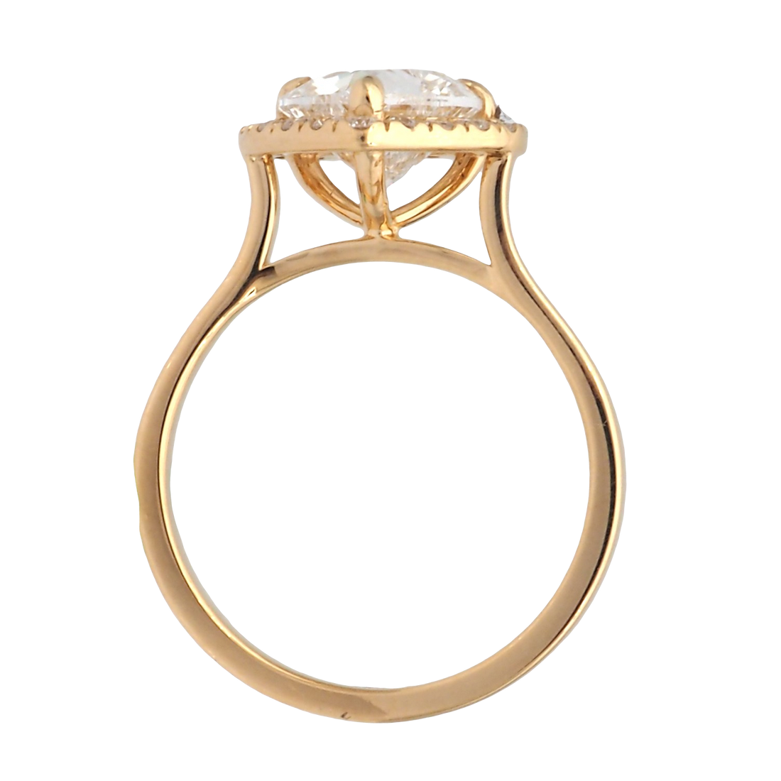 Heart Shape Lab-Grown Diamond Halo Ring in Yellow Gold