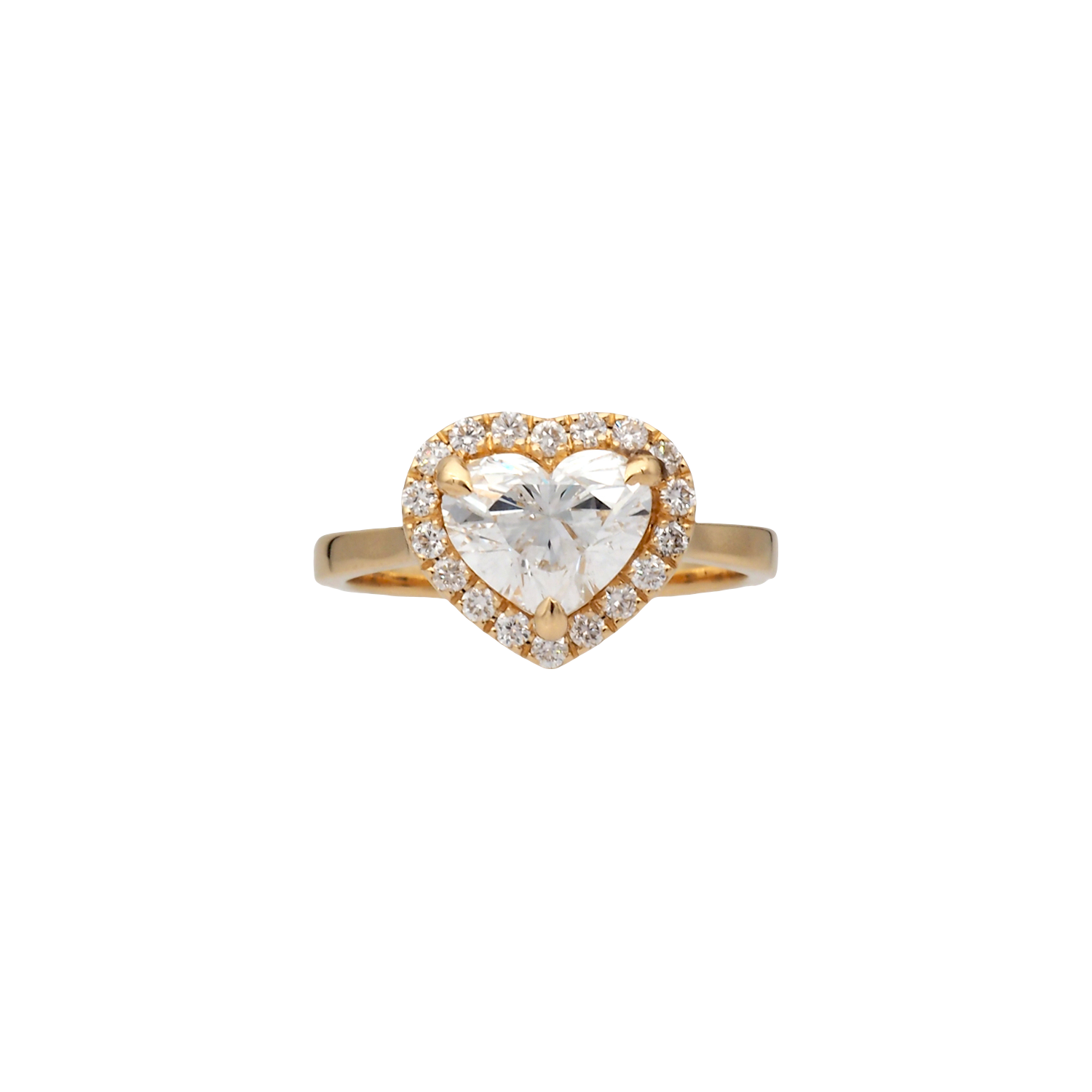 Heart Shape Lab-Grown Diamond Halo Ring in Yellow Gold