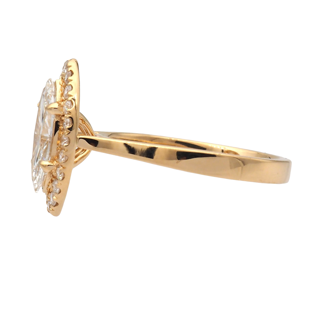 Marquise Cut Lab-Grown Diamond Halo Ring in Yellow Gold