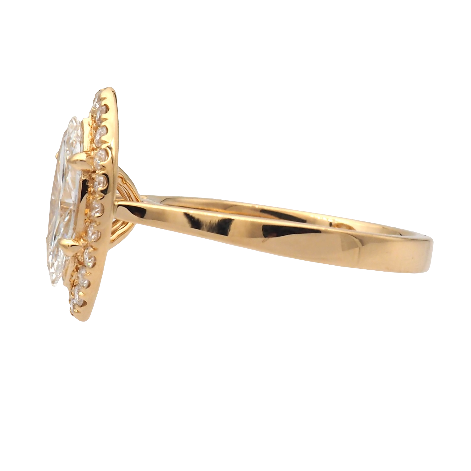 Marquise Cut Lab-Grown Diamond Halo Ring in Yellow Gold