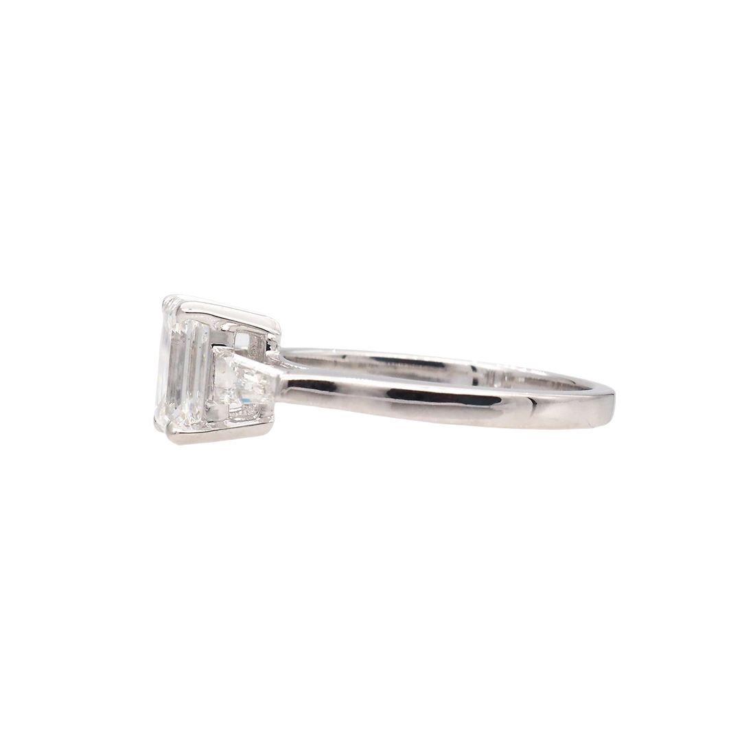Emerald Cut Lab-Grown Diamond Ring in White Gold
