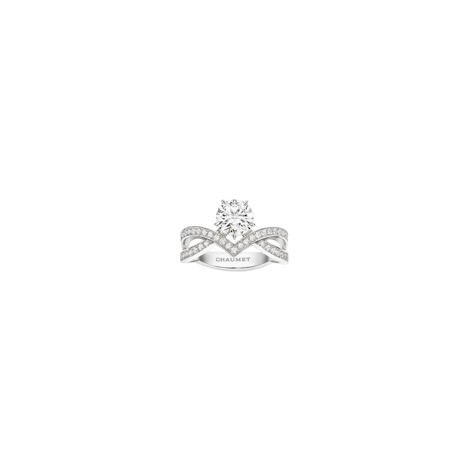 Round Lab-Grown Diamond Crossover Ring in White Gold