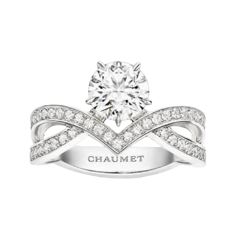 Round Lab-Grown Diamond Crossover Ring in White Gold