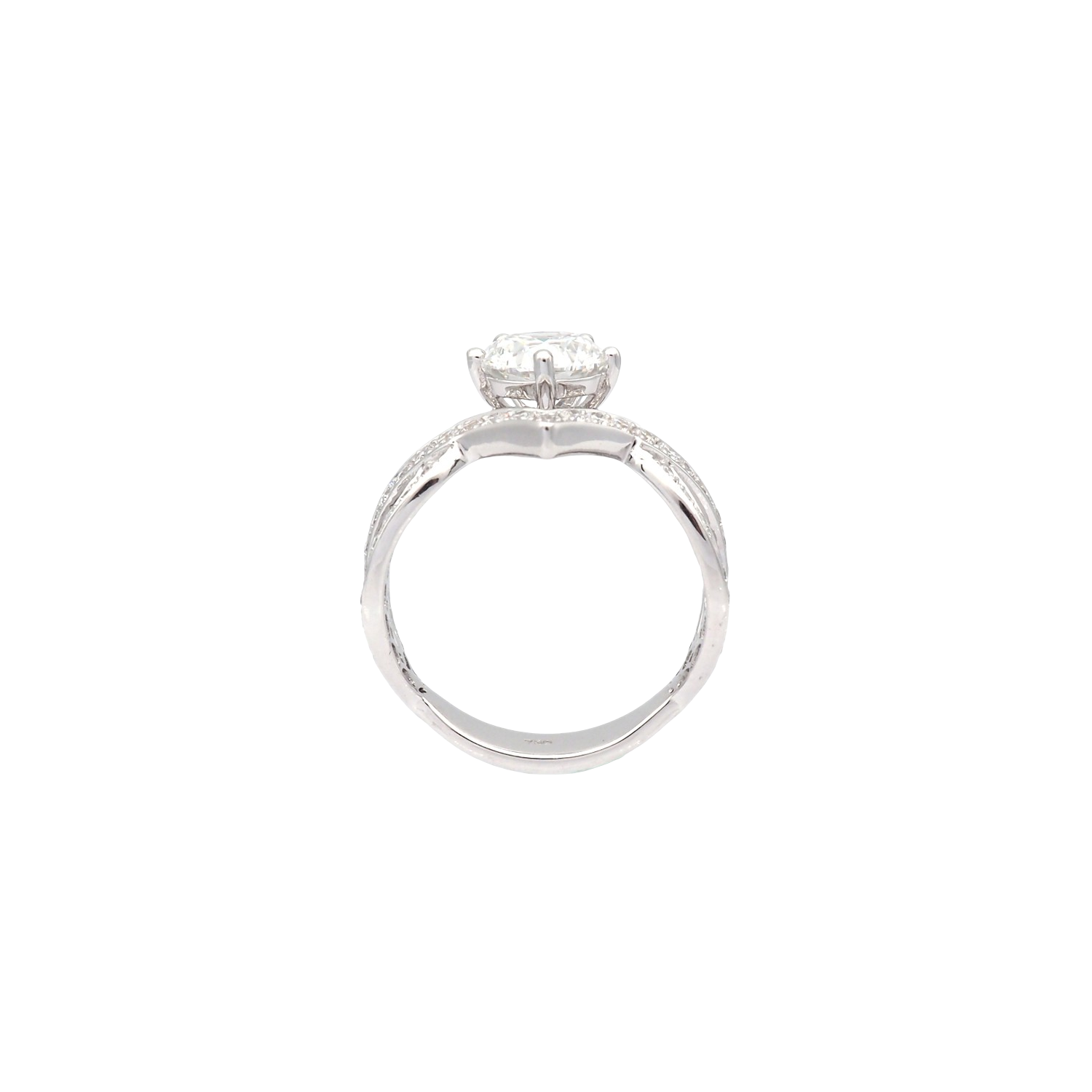 Round Lab-Grown Diamond Crossover Ring in White Gold
