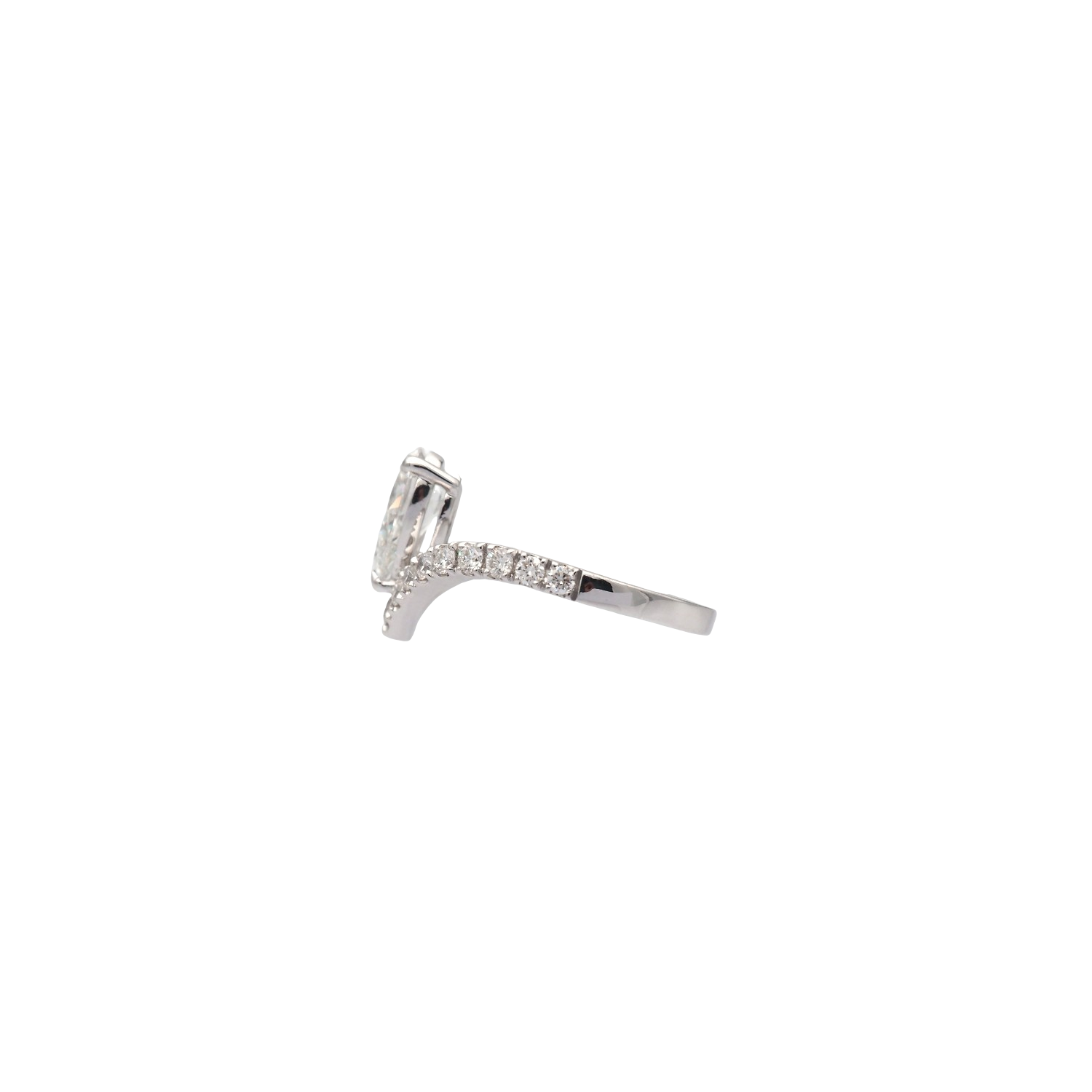 Pear Shape Lab-Grown Diamond V-Shape Ring in White Gold