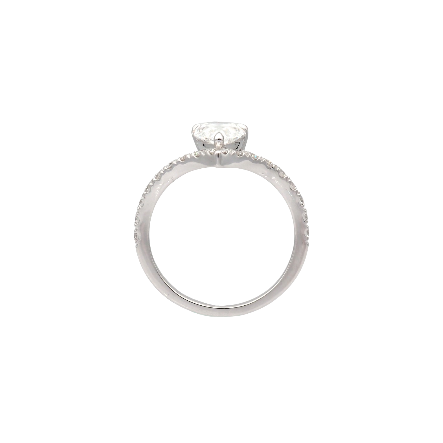 Pear Shape Lab-Grown Diamond V-Shape Ring in White Gold