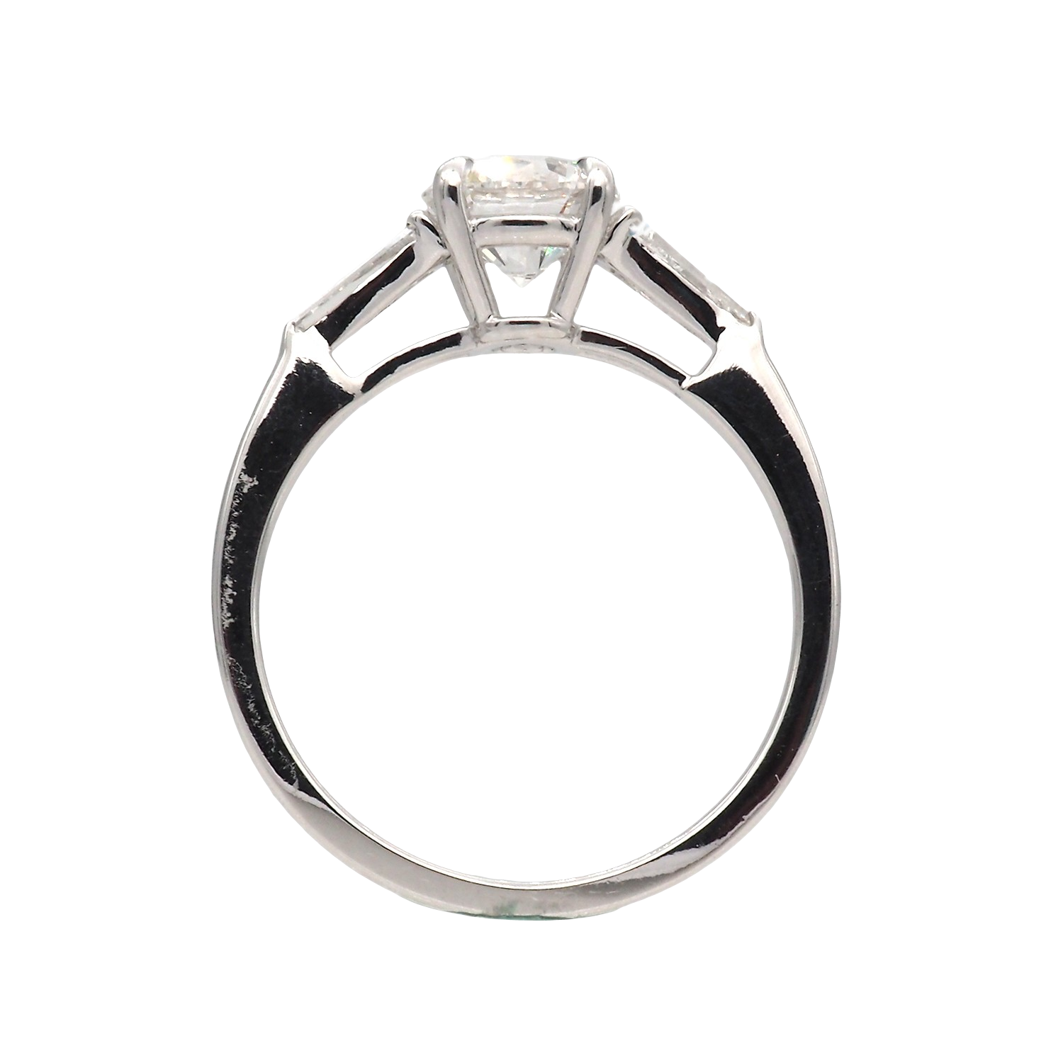 Round Lab-Grown Diamond Three-Stone Ring in White Gold