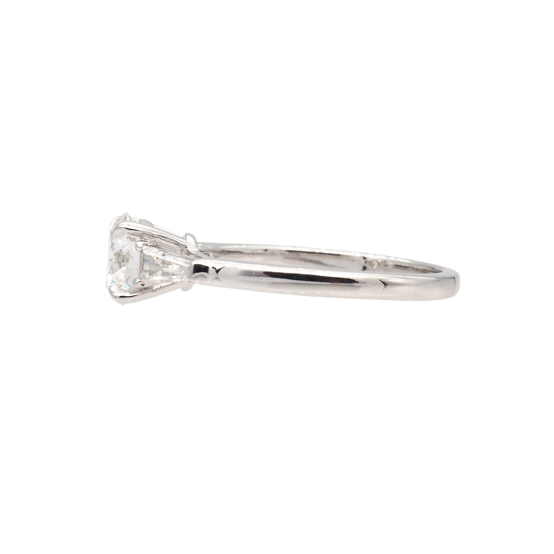 Round Lab-Grown Diamond Three-Stone Ring in White Gold