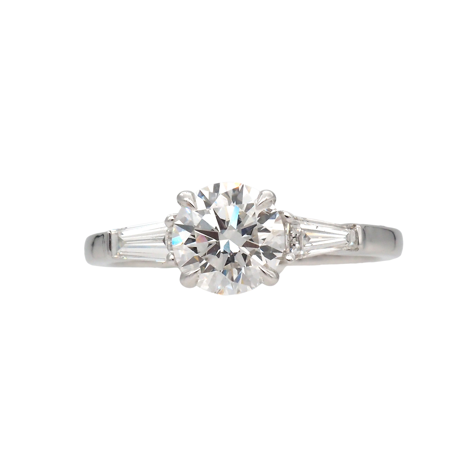 Round Lab-Grown Diamond Three-Stone Ring in White Gold