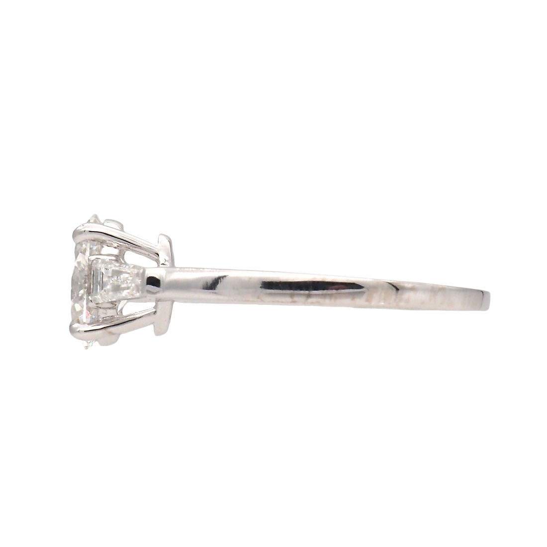 Oval Lab-Grown Diamond Three-Stone Ring in White Gold