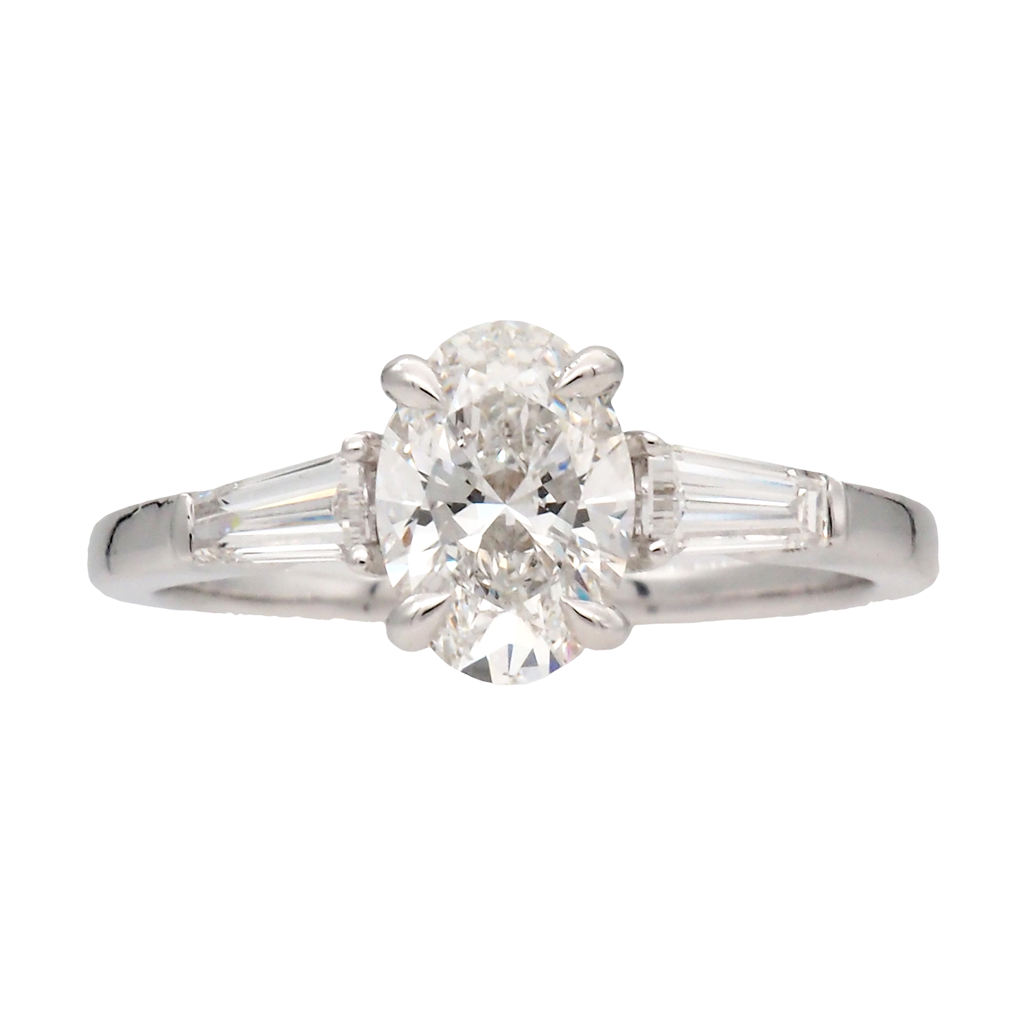 Oval Lab-Grown Diamond Three-Stone Ring in White Gold