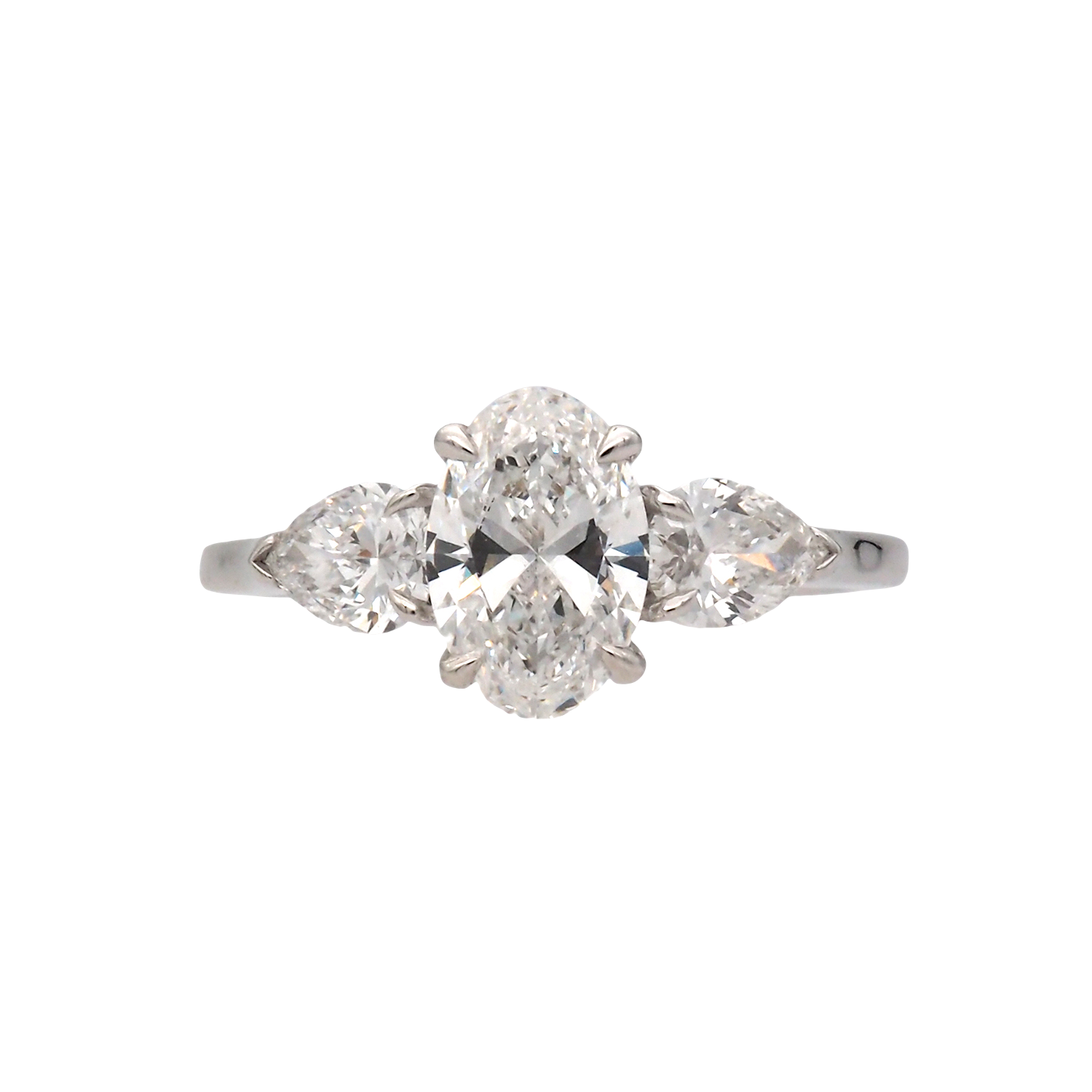 Oval Lab-Grown Diamond Three-Stone Ring in White Gold