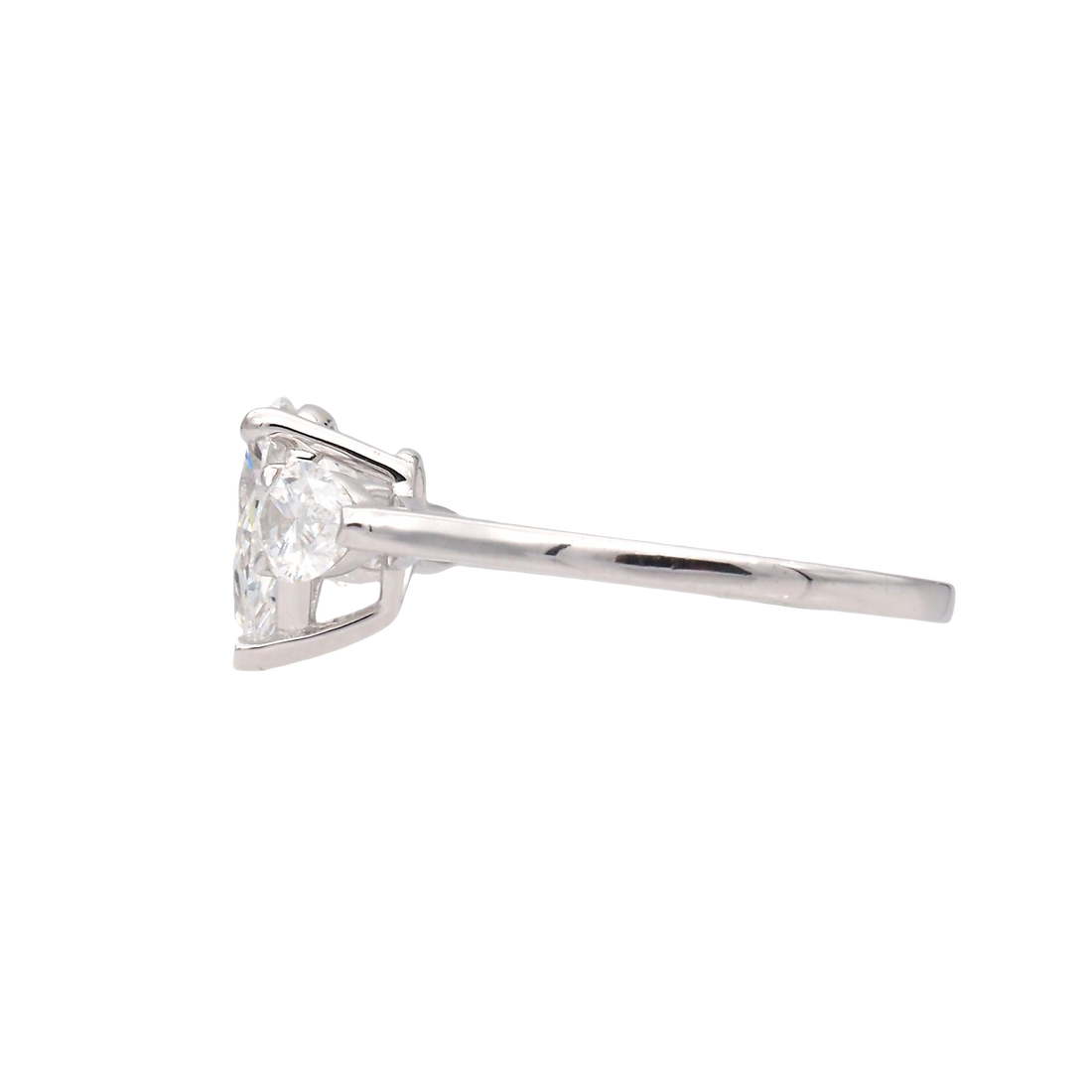 Pear Shape Lab-Grown Diamond Three-Stone Ring in White Gold