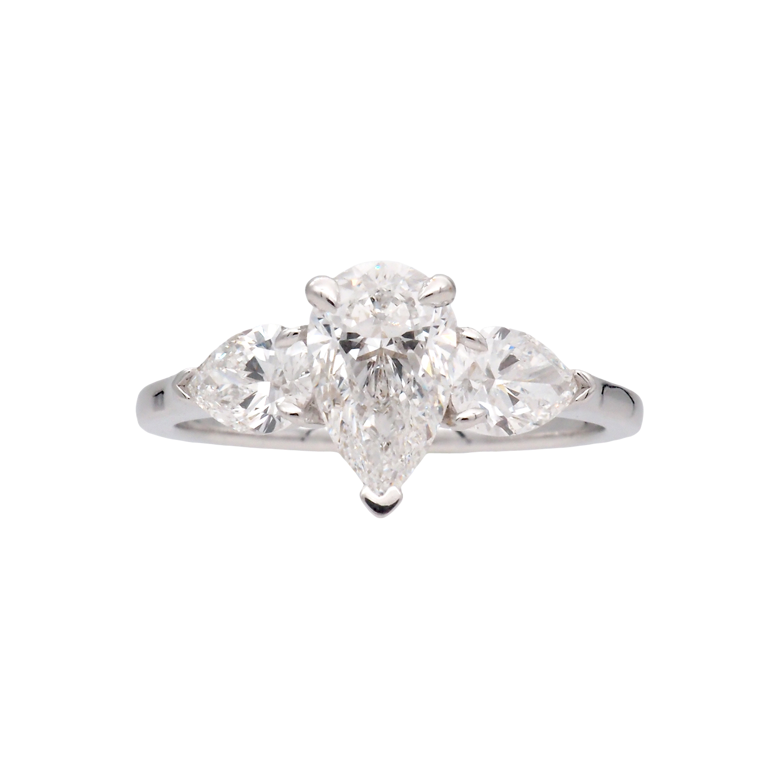 Pear Shape Lab-Grown Diamond Three-Stone Ring in White Gold