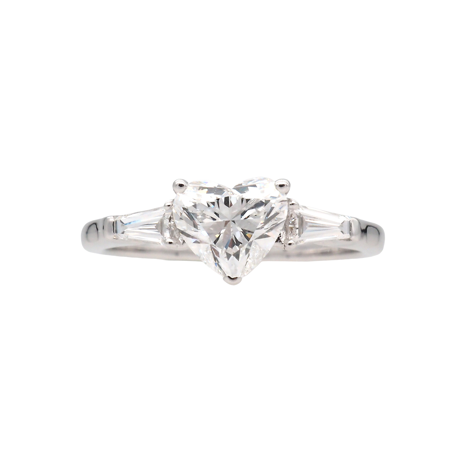 Heart Shape Lab-Grown Diamond Three-Stone Ring in White Gold